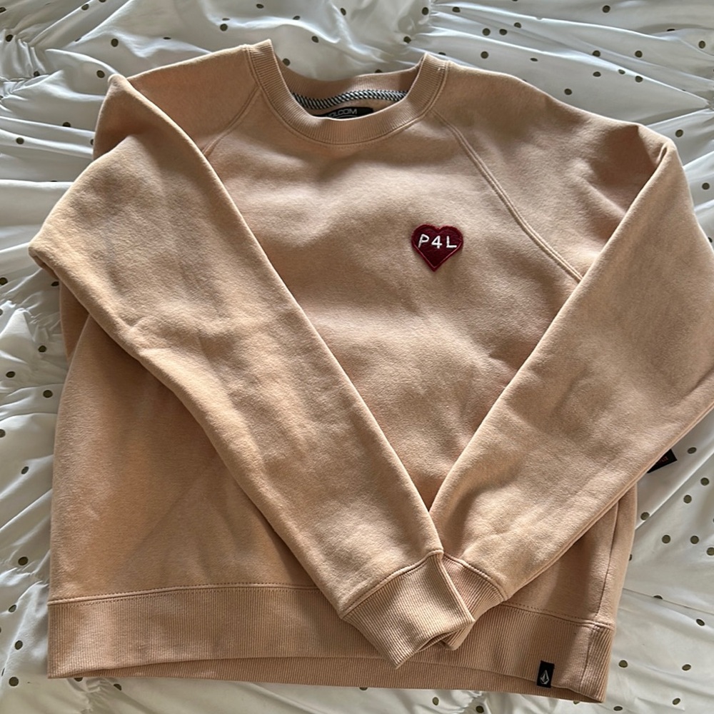 Volcom Tan Crewneck Sweatshirt with Relaxed Fit